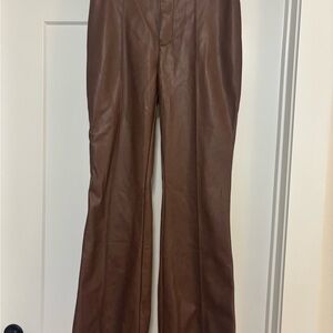7 For All Mankind Tan Faux Leather Pants